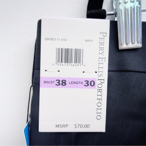 Perry Ellis Portfolio Navy Luxe Dress Pants NWT Mens’ 38x30 - Picture 9 of 10